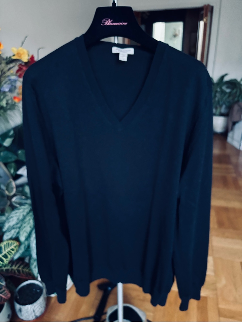 Burberry Men’s Black V-Neck Sweater – Minimal Knit
